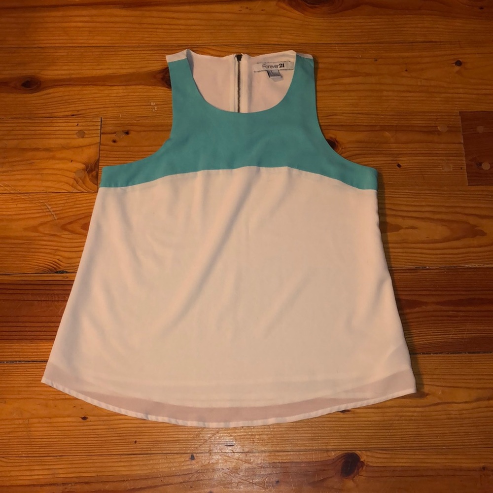 Turquoise and Cream Tank